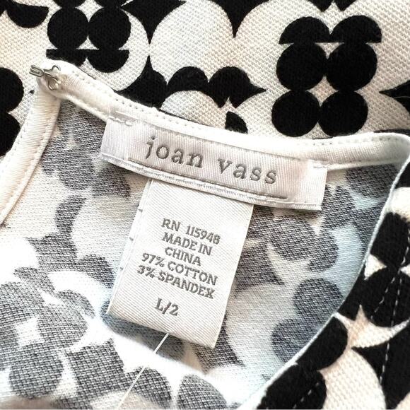 Joan Vass SET Mod-Print L Crewneck Shell w Scalloped Trim WITH matching M pants! - Picture 15 of 15
